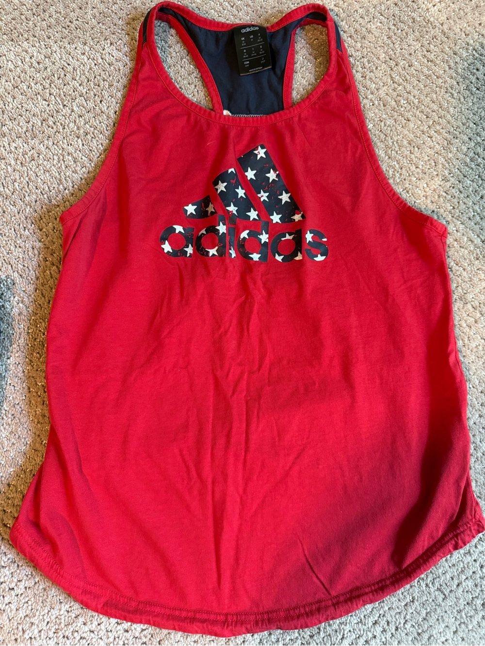 adidas Red Racerback Tank with Star Logo